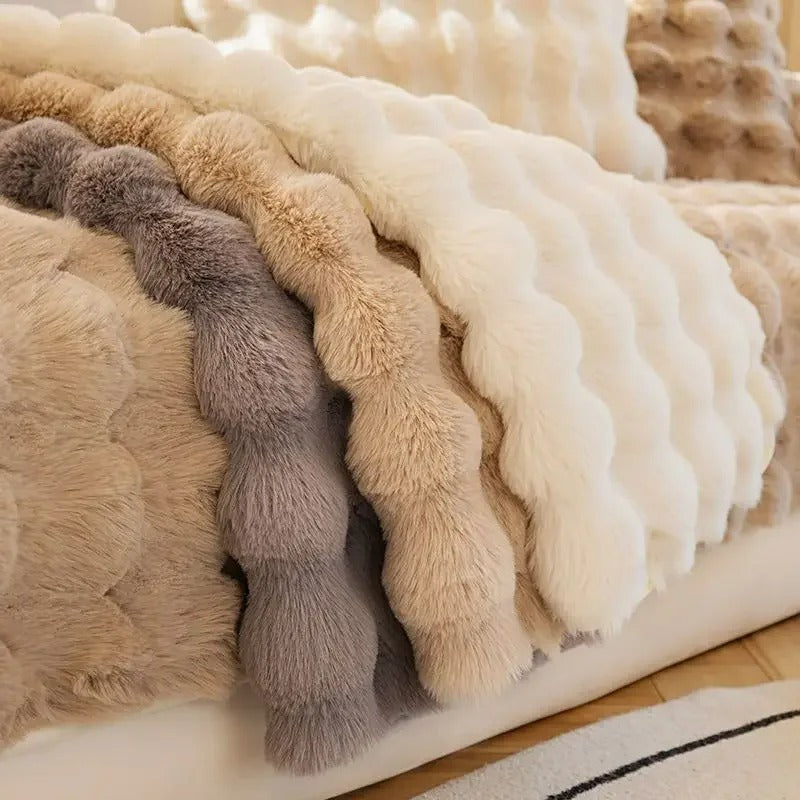 Waffle Faux Fur Sofa Cover