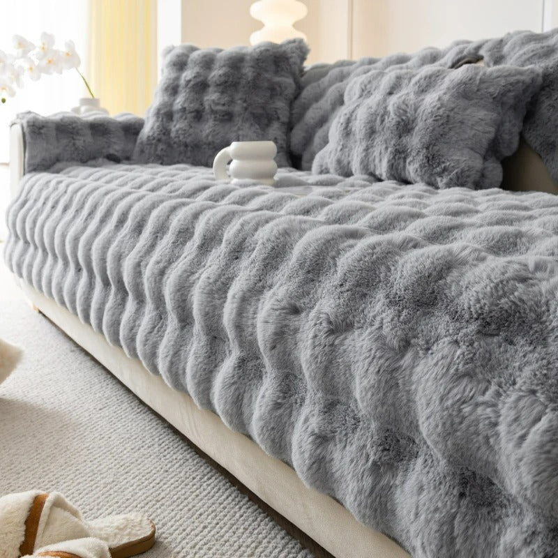 Waffle Faux Fur Sofa Cover