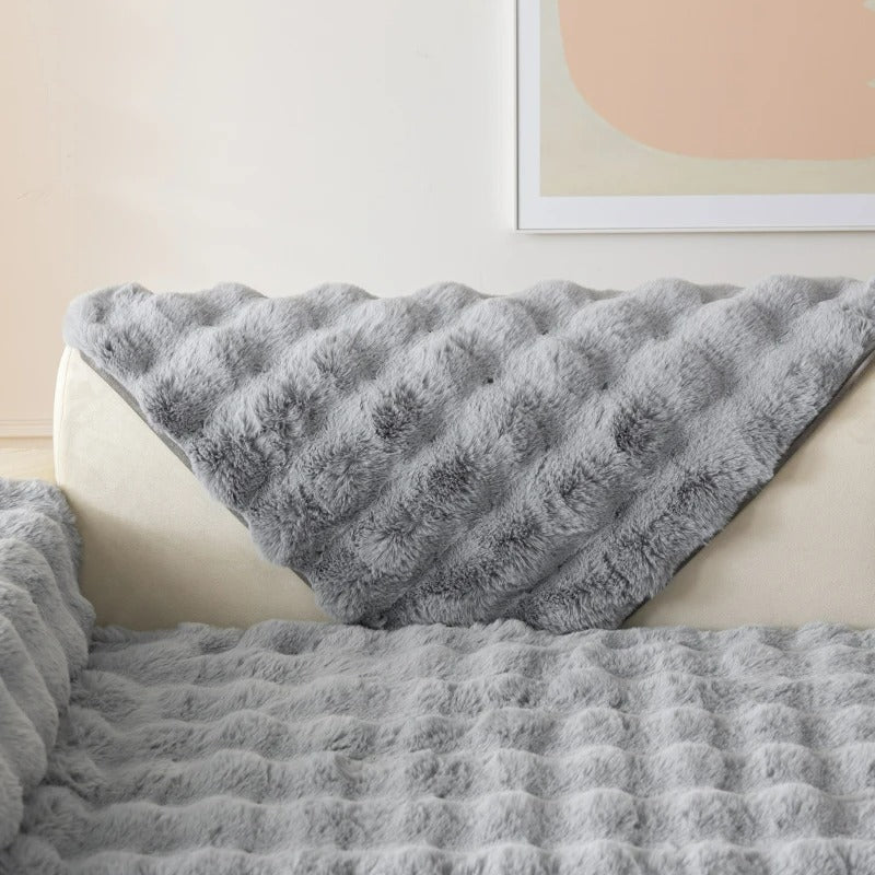 Waffle Faux Fur Sofa Cover