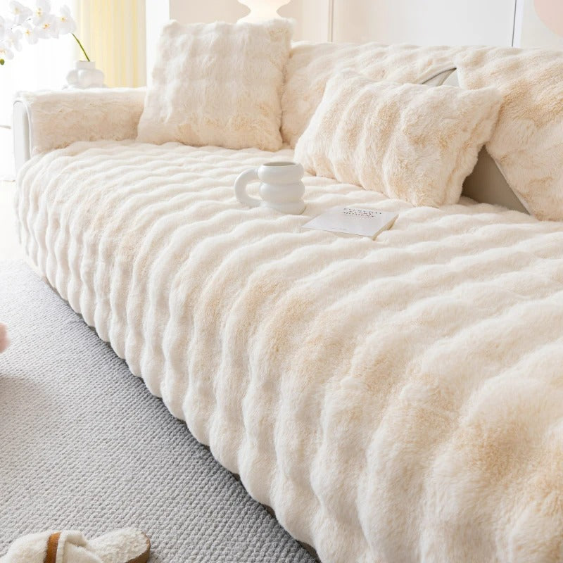 Waffle Faux Fur Sofa Cover