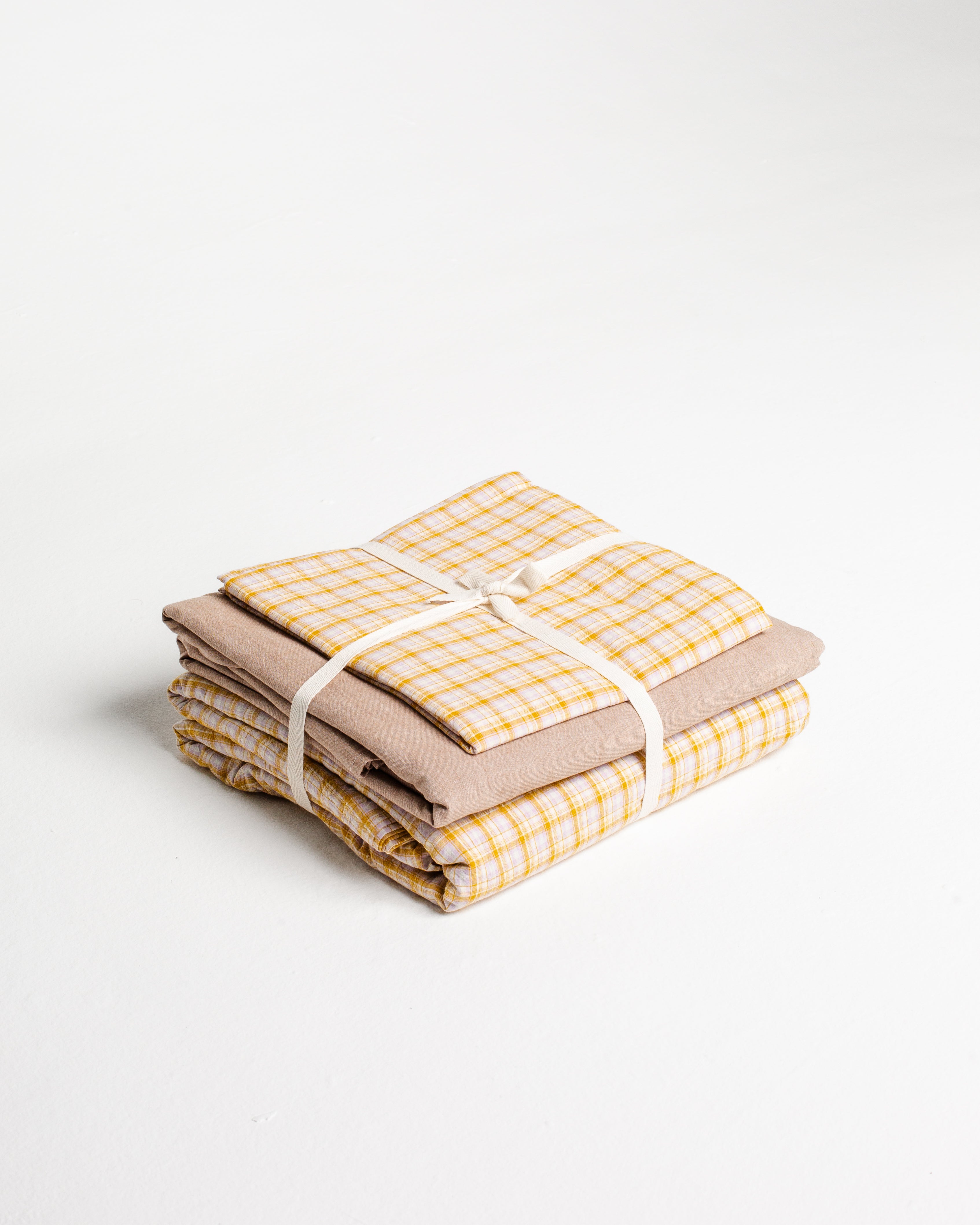 Checkered Cotton Duvet Set 4 Pieces - Limoncello