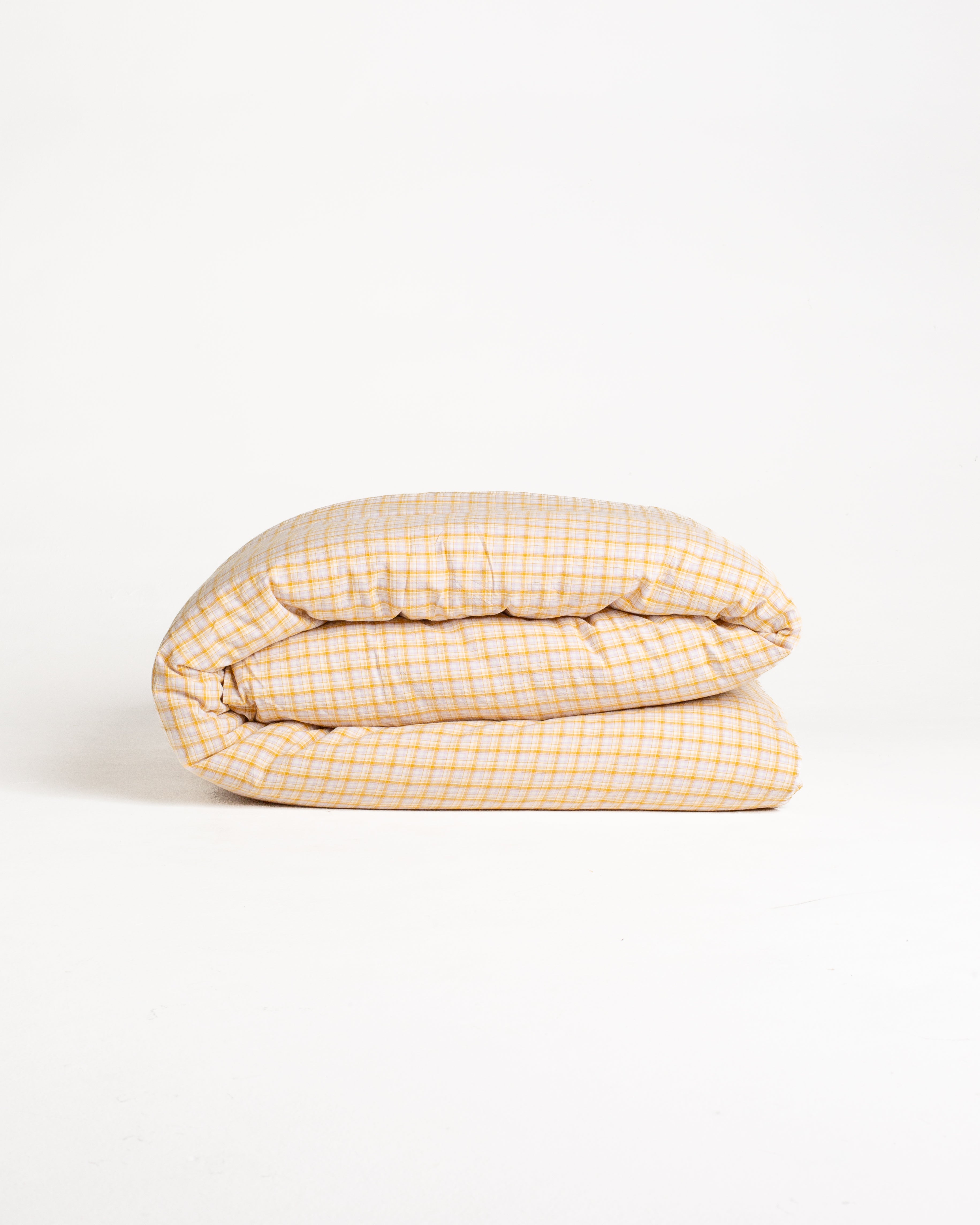 Checkered Cotton Duvet - Limoncello