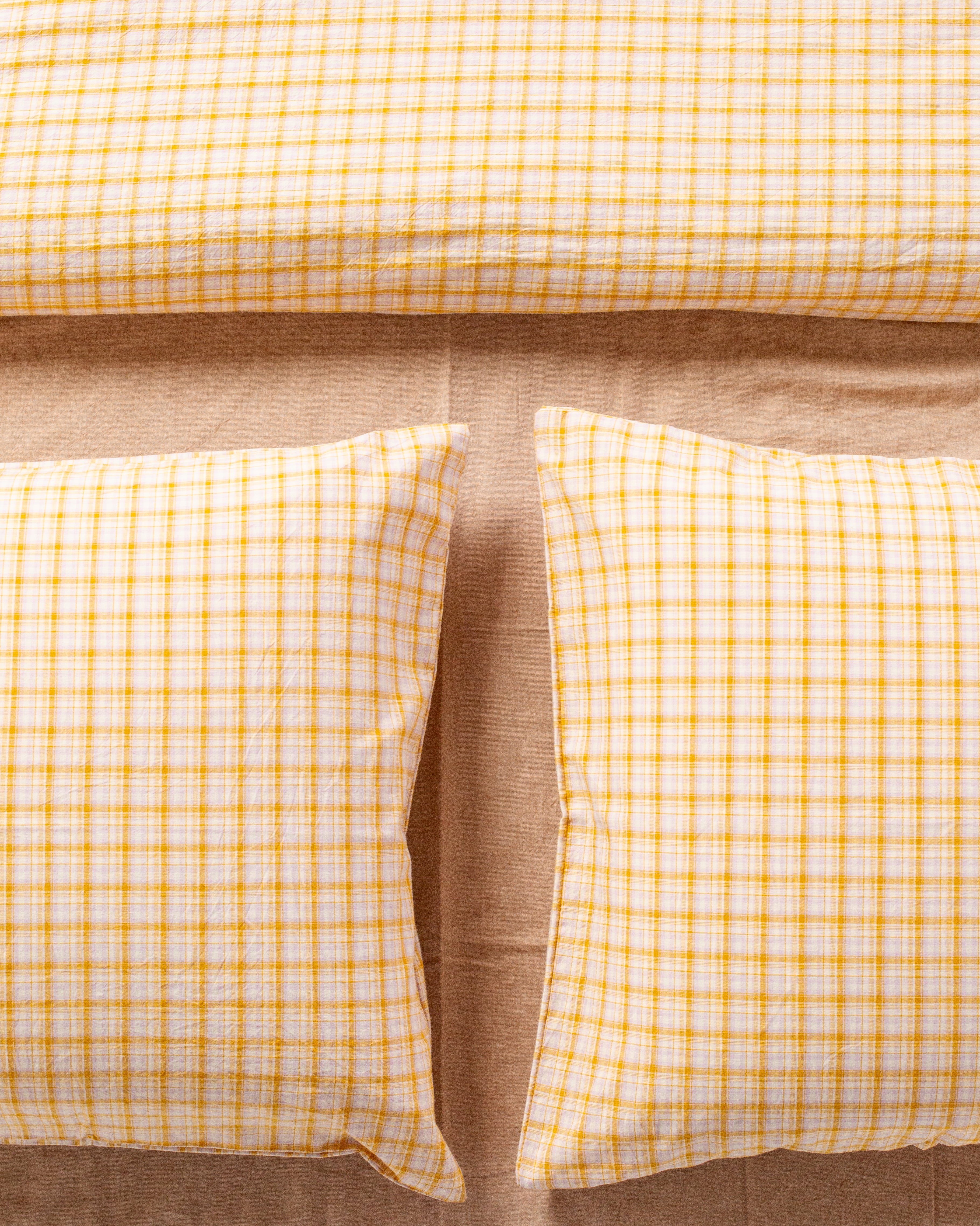 Checkered Cotton Duvet Set 4 Pieces - Limoncello