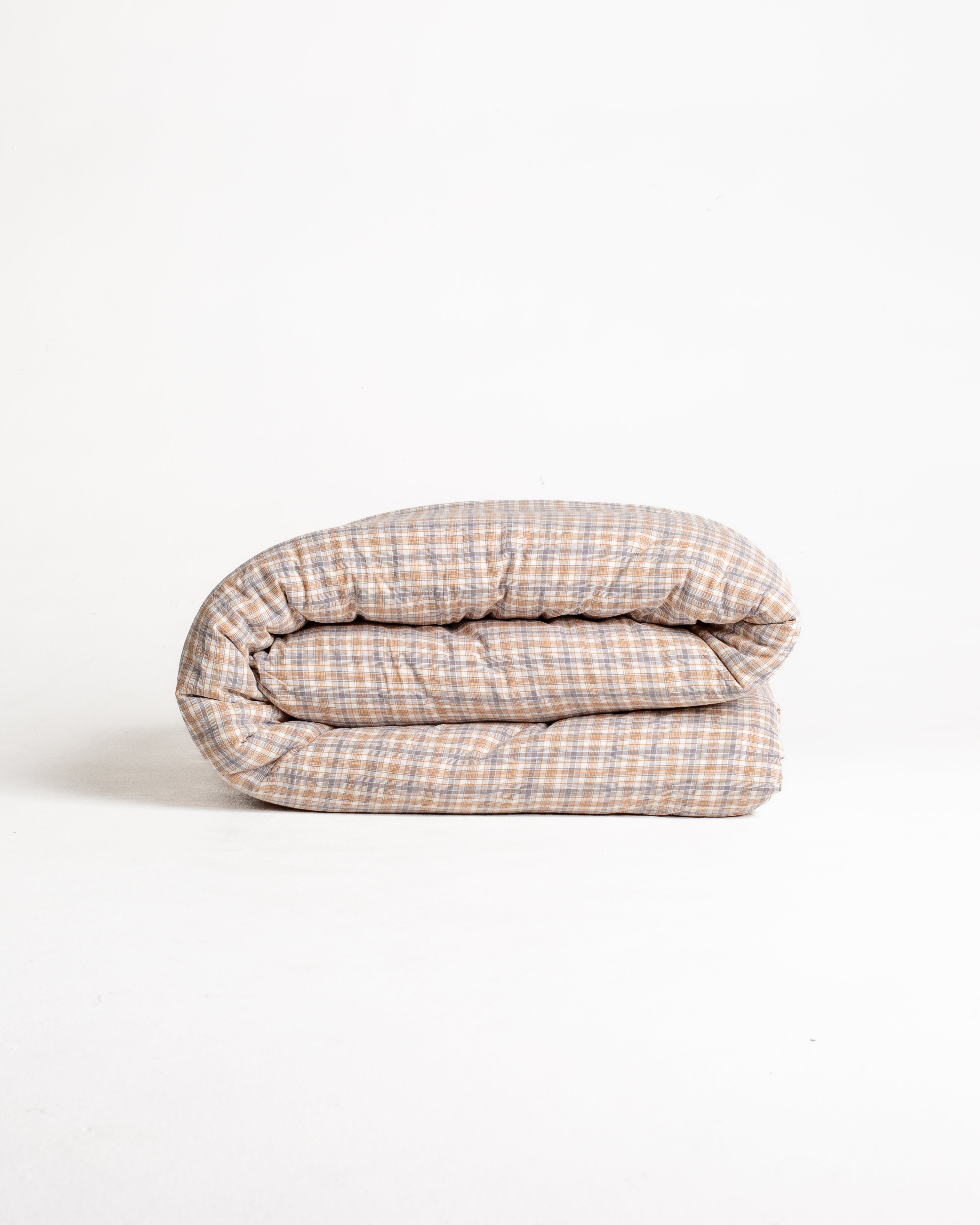 Checkered Cotton Duvet - Mocha