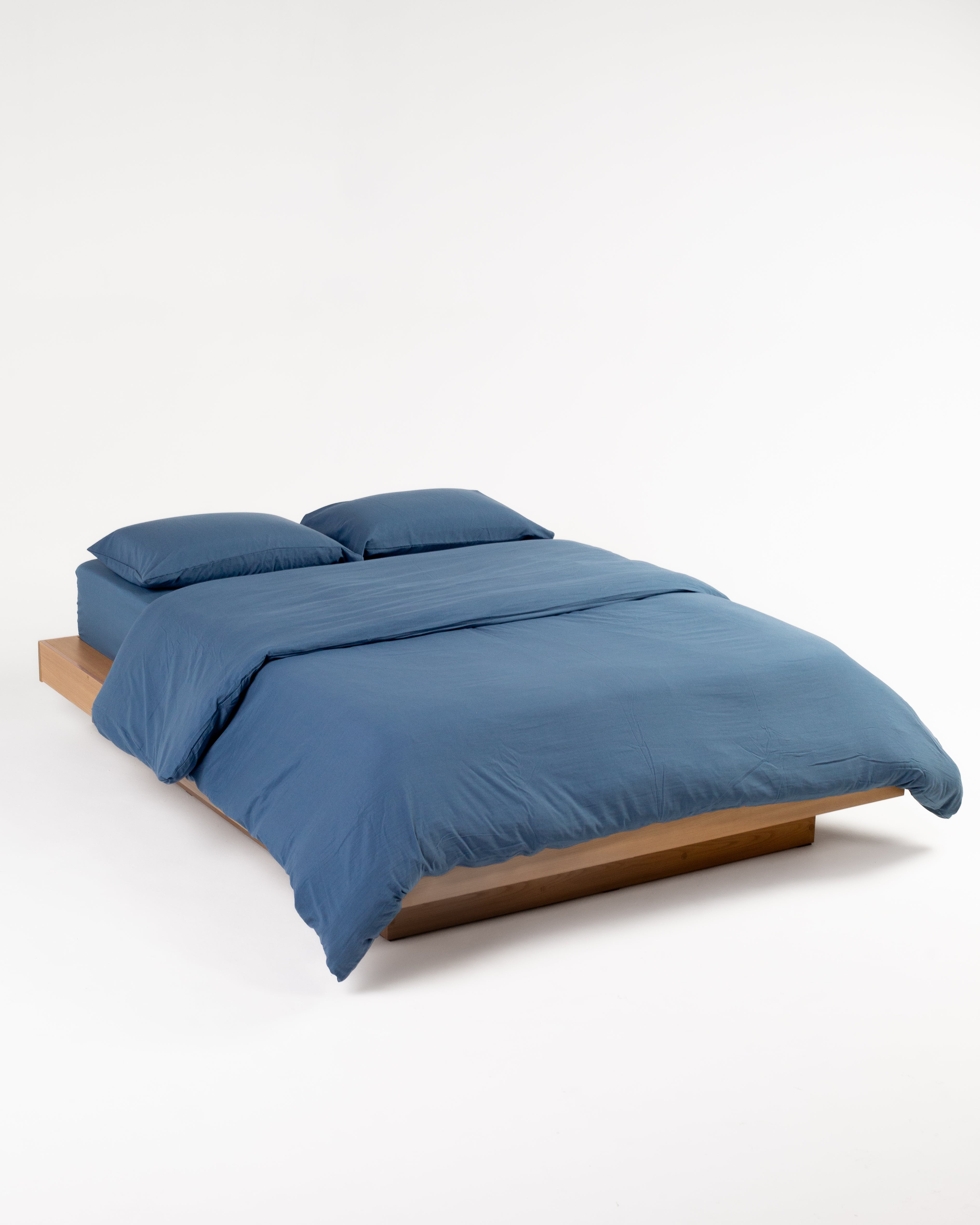 Navy Solid Washed Cotton Duvet Cover