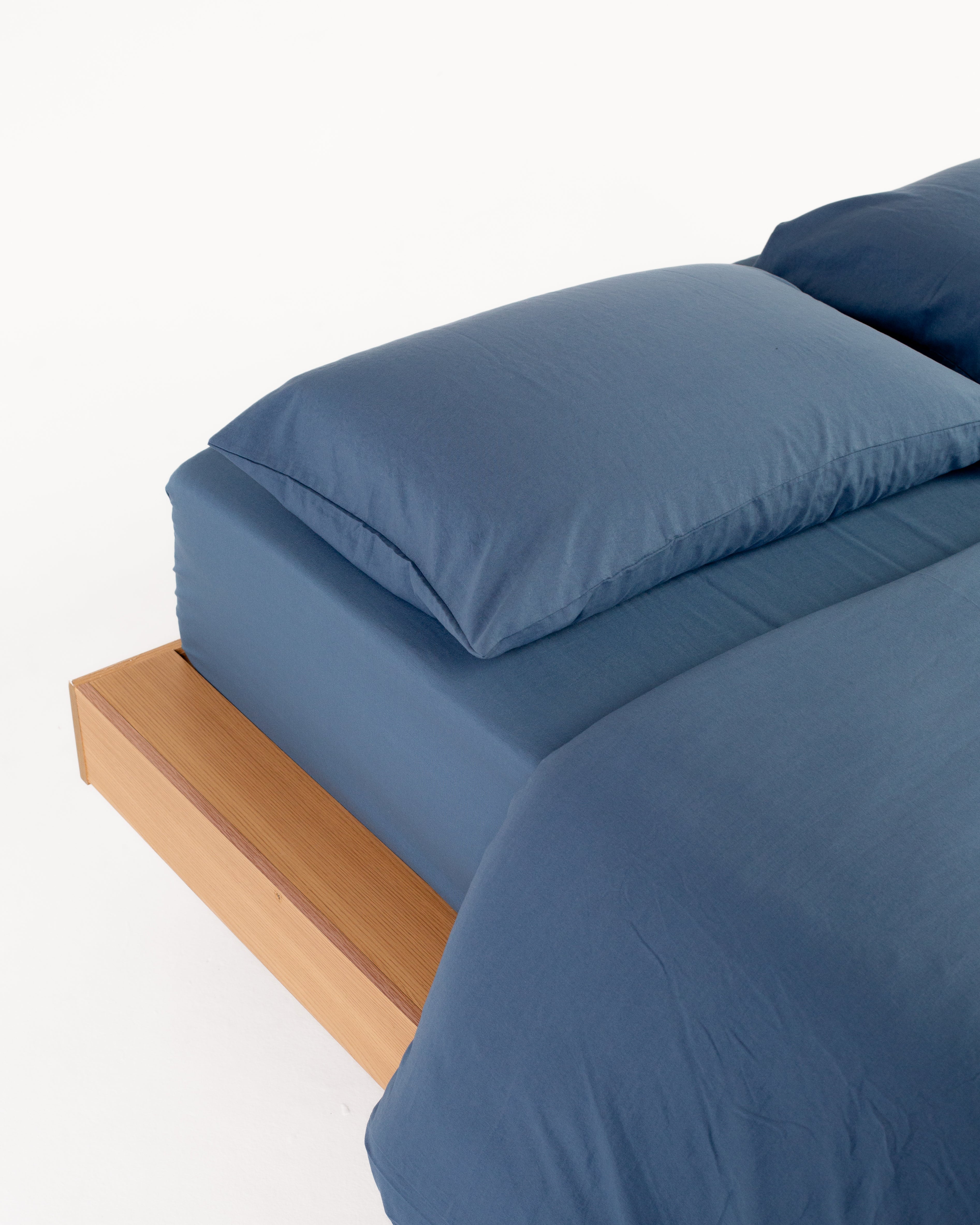 Navy Solid Washed Cotton Duvet Set 4 Pieces