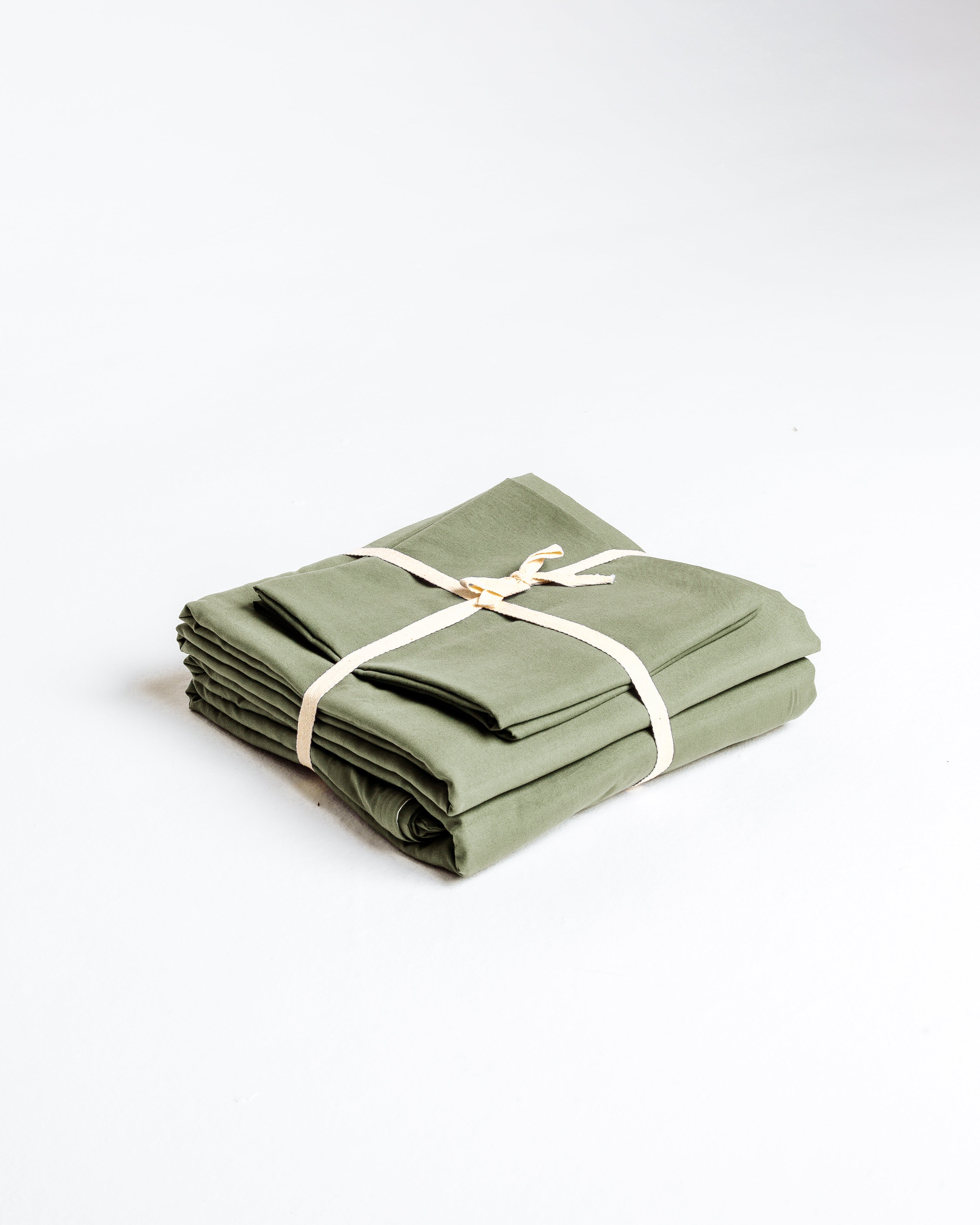 Solid Washed Cotton Duvet Set 4 Pieces - Matcha