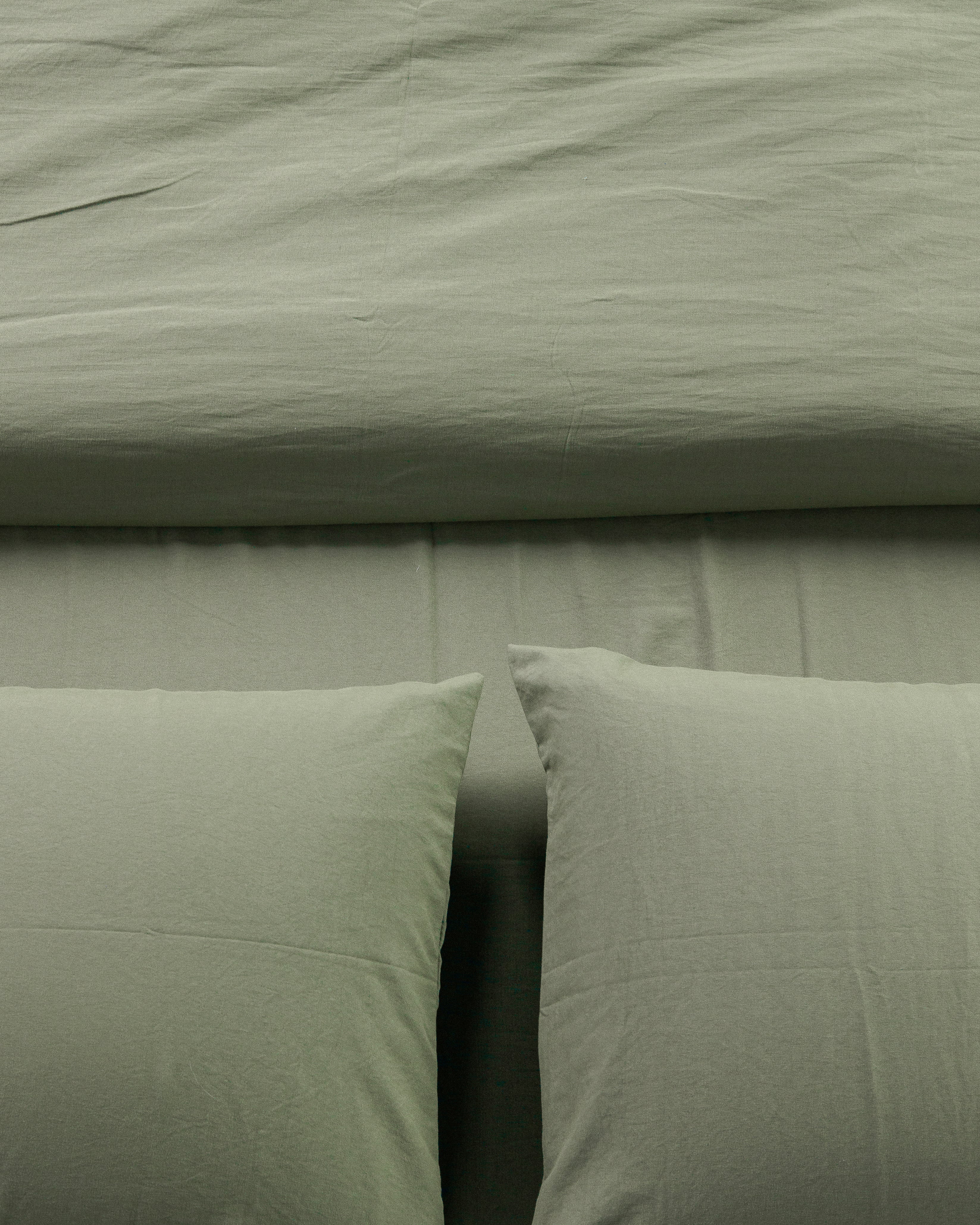 Solid Washed Cotton Duvet Set 4 Pieces - Matcha